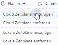 Anlegen eines Zeitplans für die Cloud-Extraktion über das Menü für geplante Läufe einer Aufgabe
