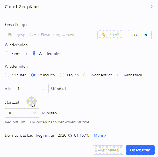Einstellen eines Zeitplans für die Cloud-Extraktion in der Octoparse-Desktop-App