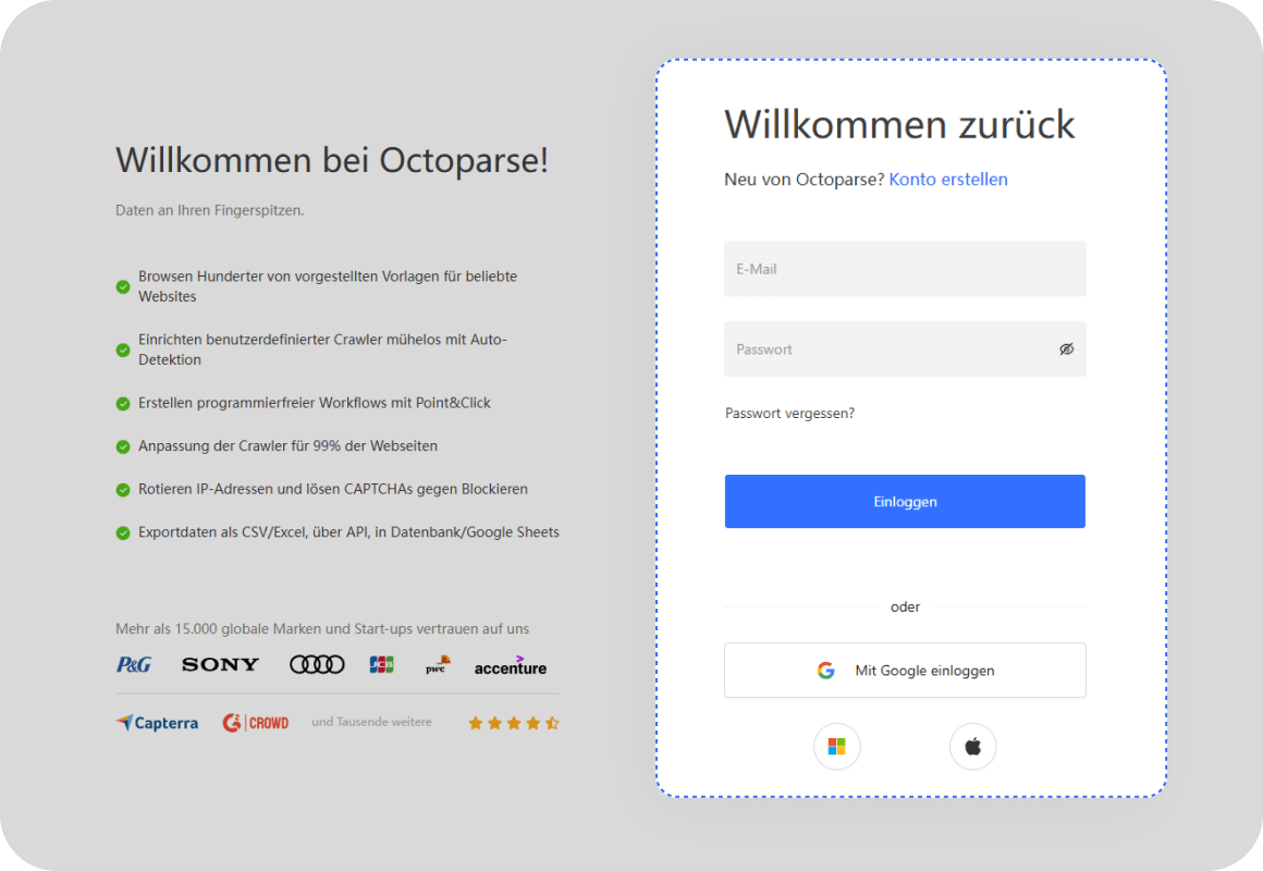 Bei Octoparse anmelden